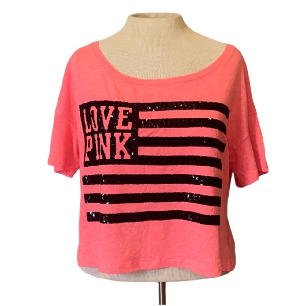 Pink VS | Flag oversized crop top